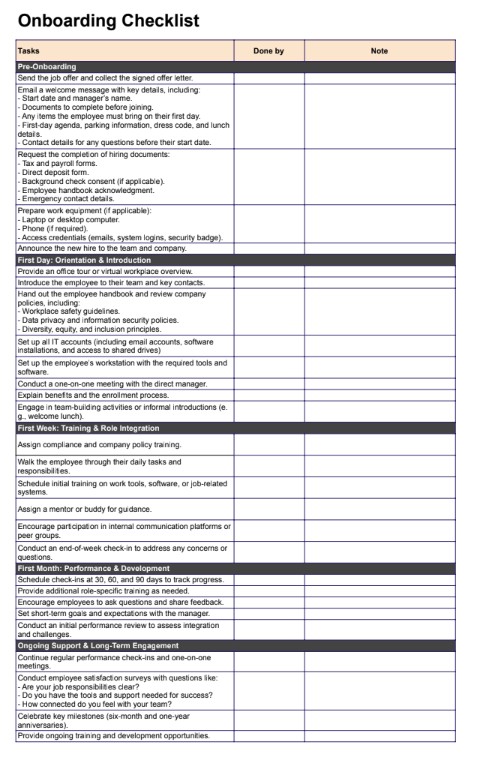 onboarding checklist